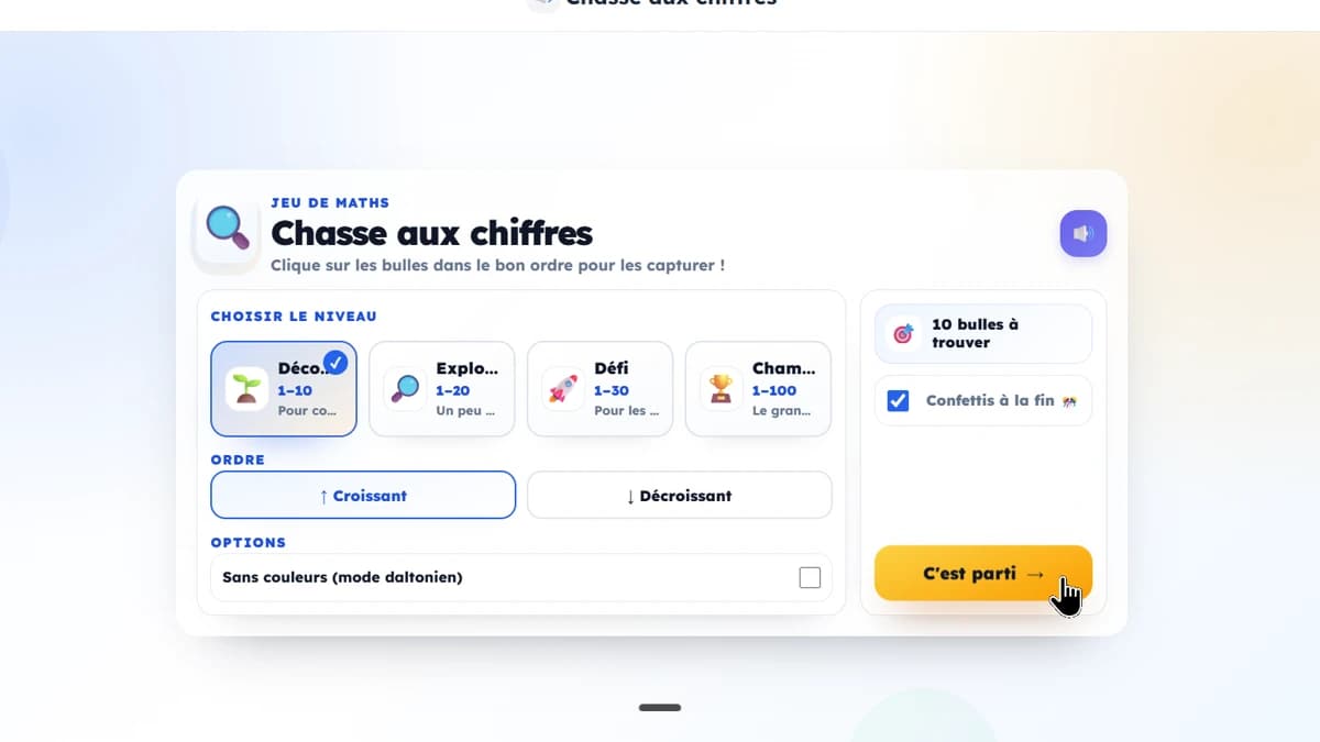 Chasse aux chiffres : jeu de maths en action sur Ludigenie