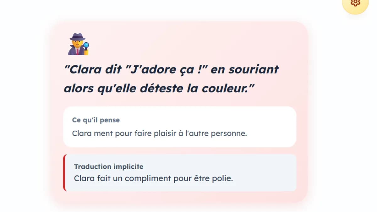 Capture d'écran du jeu Détective implicite : comprendre ce que pense le personnage
