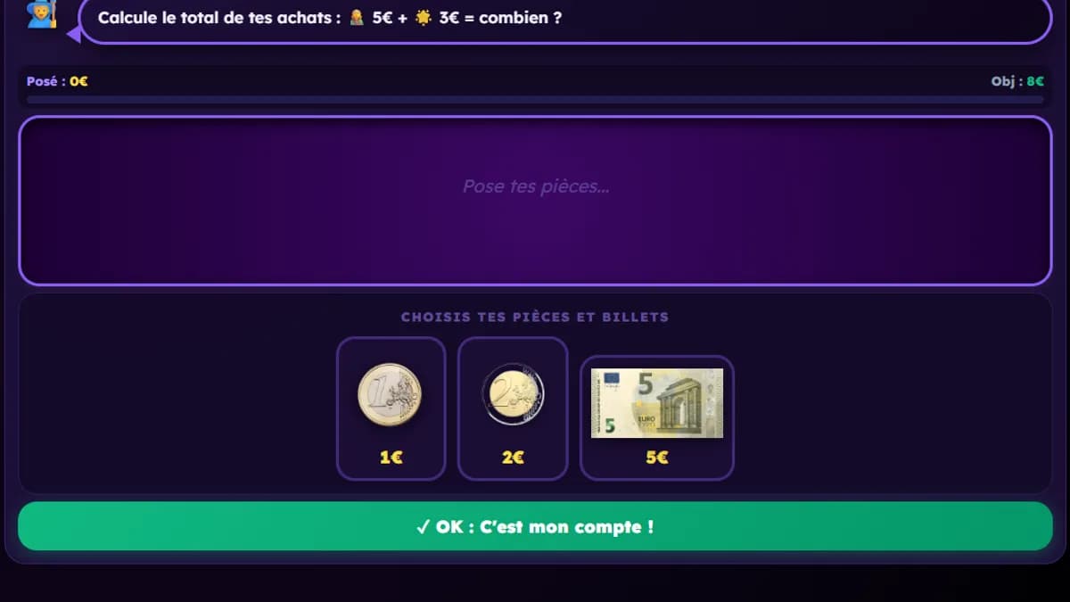 Boutique magique : jeu de maths en action sur Ludigenie