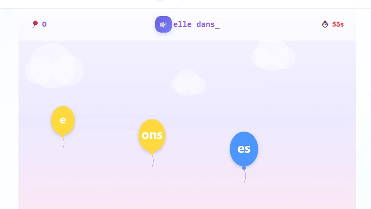 Conju-ballons : jeu de lecture en action sur Ludigenie