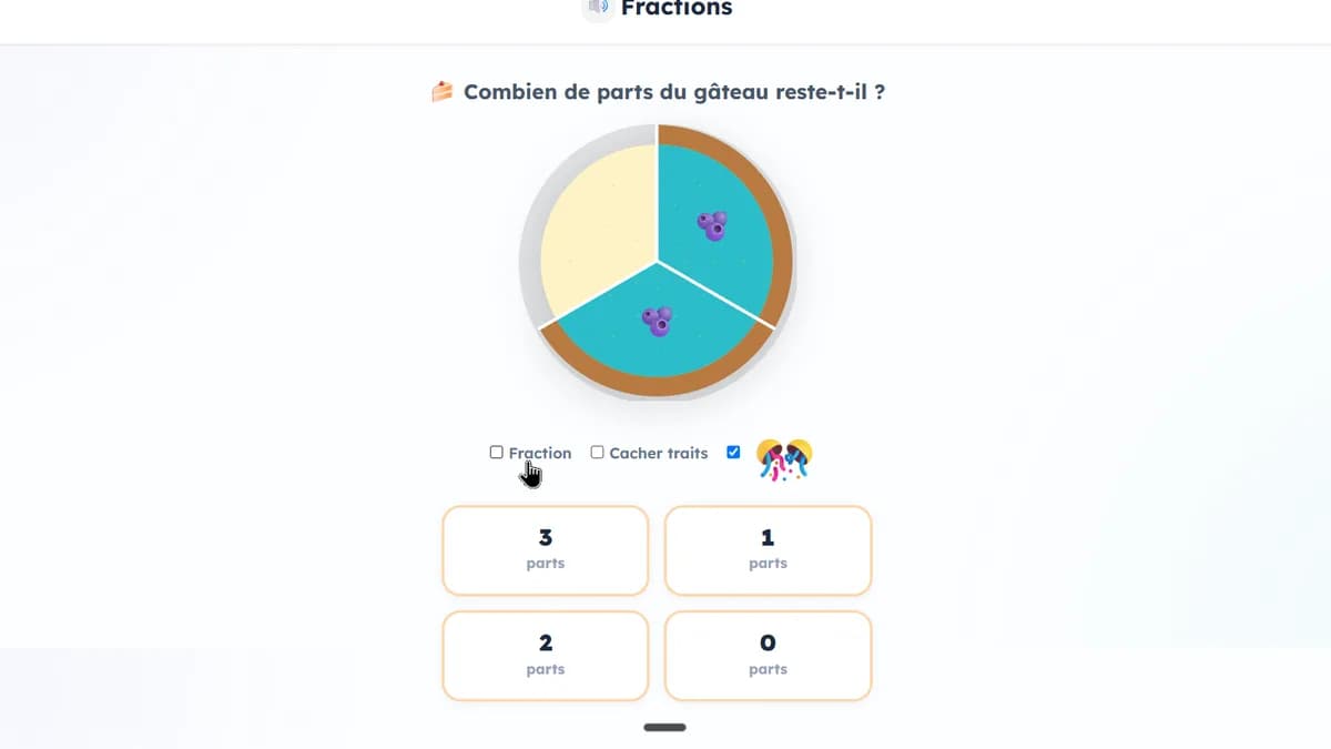 Fractions : jeu de maths en action sur Ludigenie