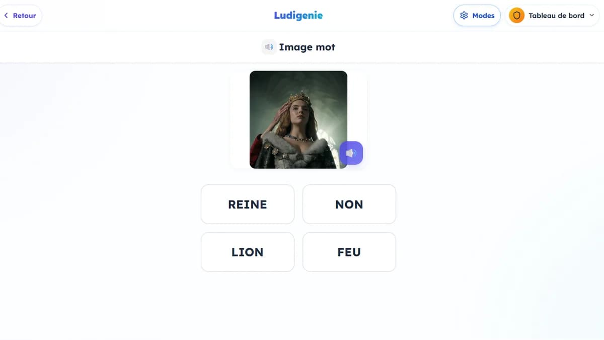 Image mot : jeu de lecture en action sur Ludigenie