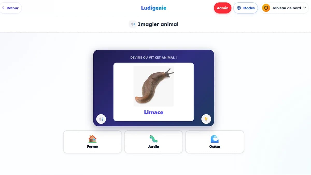 Imagier animal : jeu de science et vie en action sur Ludigenie