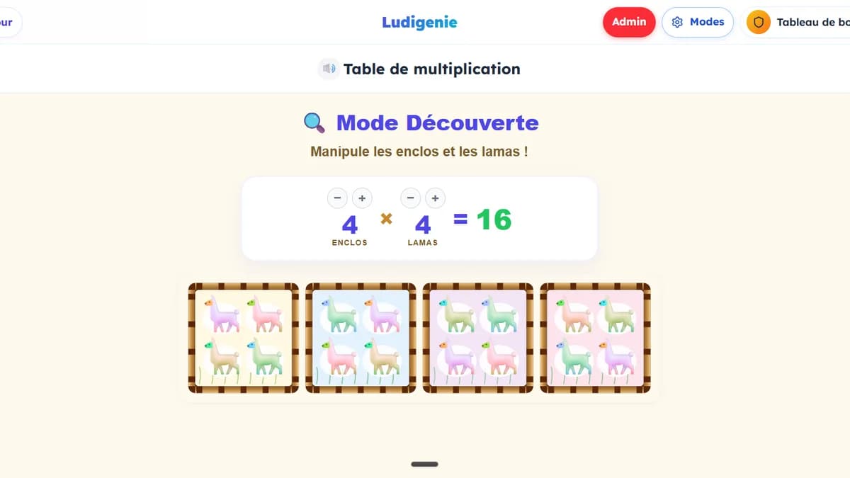 Table de multiplication : jeu de maths en action sur Ludigenie